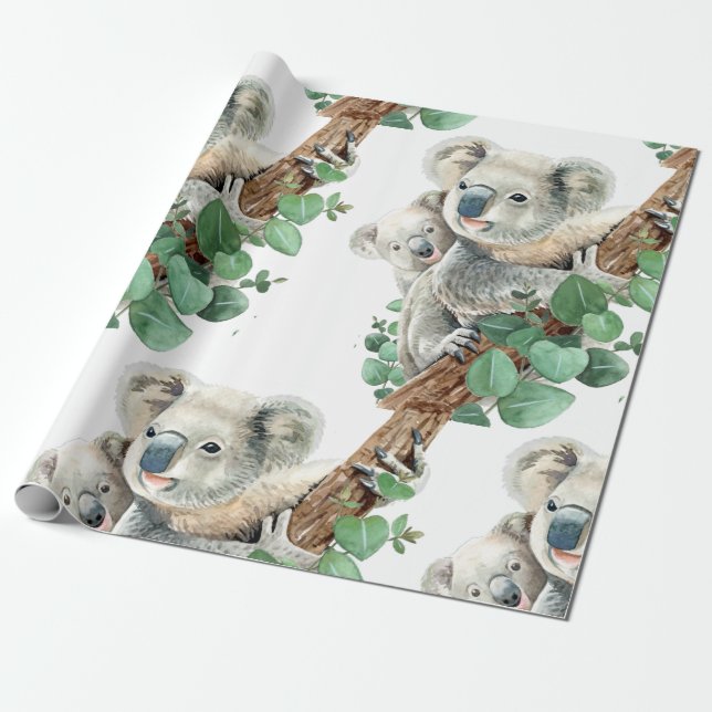 Papel De Regalo Pequeño Koala lindo oso arte animal australiano Ce (Desenrollado)
