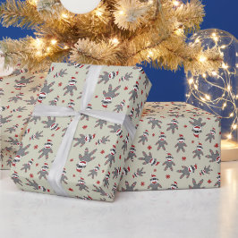 Papel De Regalo Pequeño mono de calcetín con sombrero de Santa Nav