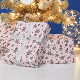 Papel De Regalo Pequeño mono de calcetín con sombrero de Santa ros