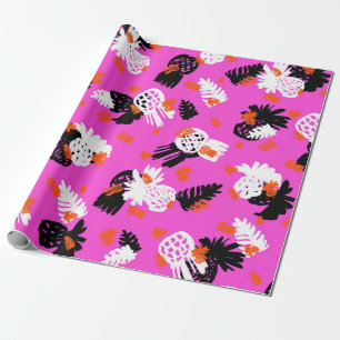 Papel De Regalo Pequeño patrón de color marrón con motivos tropica