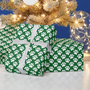 Papel De Regalo Pequeño patrón de huella de pata de perro en blanc