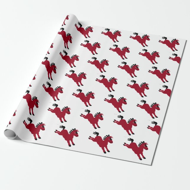 Papel De Regalo Pequeño pontón rojo galopando (Desenrollado)