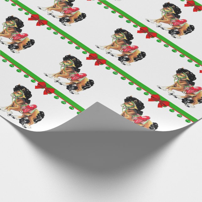 Papel De Regalo Pequeño potro del caballo del navidad occidental (Esquina)