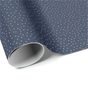 Papel De Regalo Pequeño punto de polka azul y dorado hecho a mano