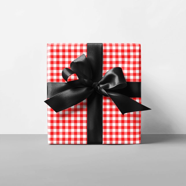 Papel De Regalo Pequeño Rojo Gingham (Tiny Red Gingham Wrapping Paper)