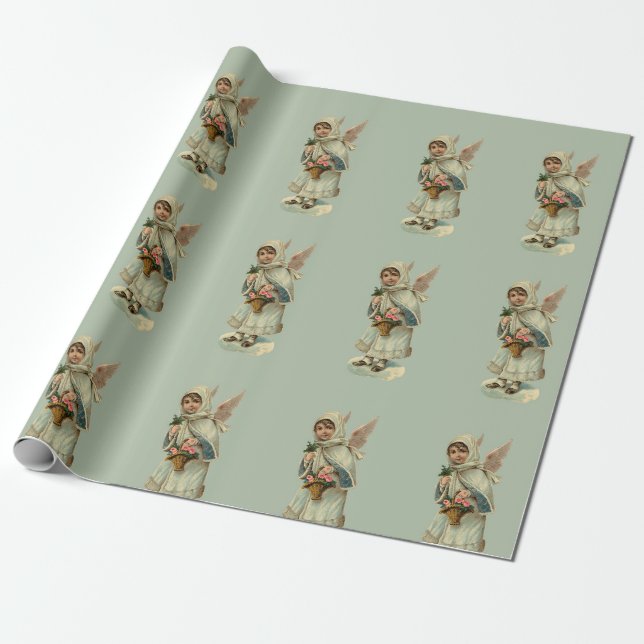 Papel De Regalo Pequeños ángeles vintage (Desenrollado)
