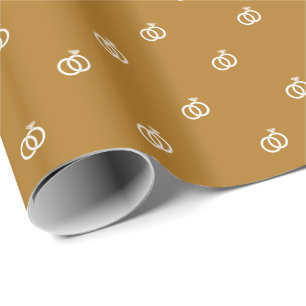 Papel De Regalo Pequeños anillos de boda blancos sobre oro mate