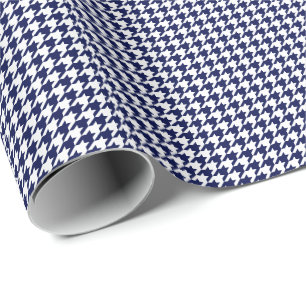 Papel De Regalo Pequeños azules marinos y blanco Houndstooth