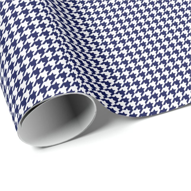 Papel De Regalo Pequeños azules marinos y blanco Houndstooth (Esquina del rollo)