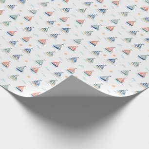 Papel De Regalo Pequeños Barquitos Barco de Vela Náutico