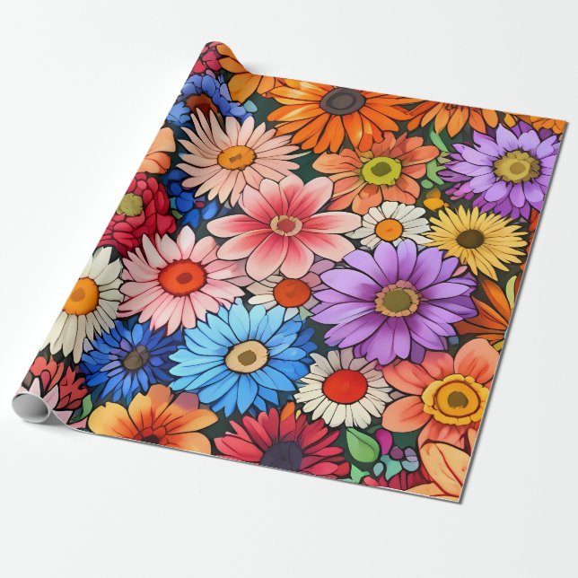 Papel De Regalo Pequeños cabezuelos de flores (Desenrollado)