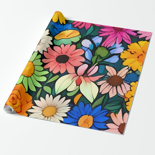 Papel De Regalo Pequeños cabezuelos de flores (Desenrollado)