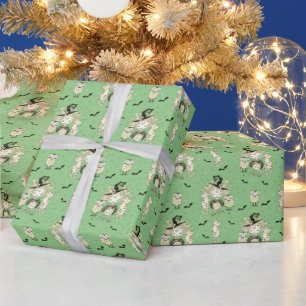 Papel De Regalo Pequeños Chicas de bruja con gatos y lechuzas