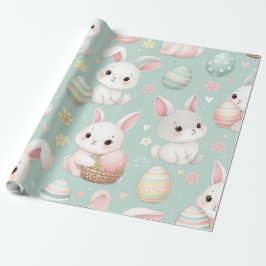 Papel De Regalo Pequeños conejitos de Pascua con huevos de Pascua