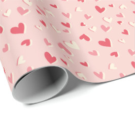 Papel De Regalo Pequeños corazones cortos en tonos rosas