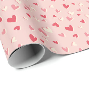 Papel De Regalo Pequeños corazones cortos en tonos rosas