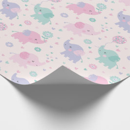 Papel De Regalo Pequeños elefantes de color pastel