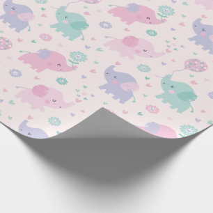 Papel De Regalo Pequeños elefantes de color pastel