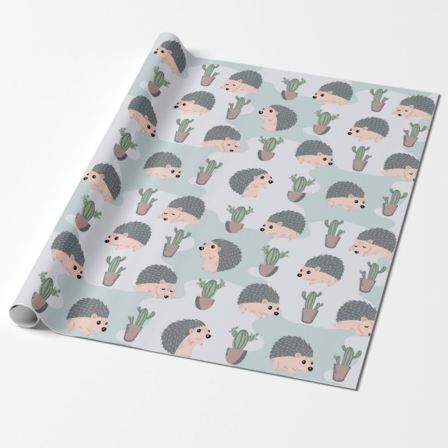 Papel De Regalo Pequeños erizos adorables (Desenrollado)