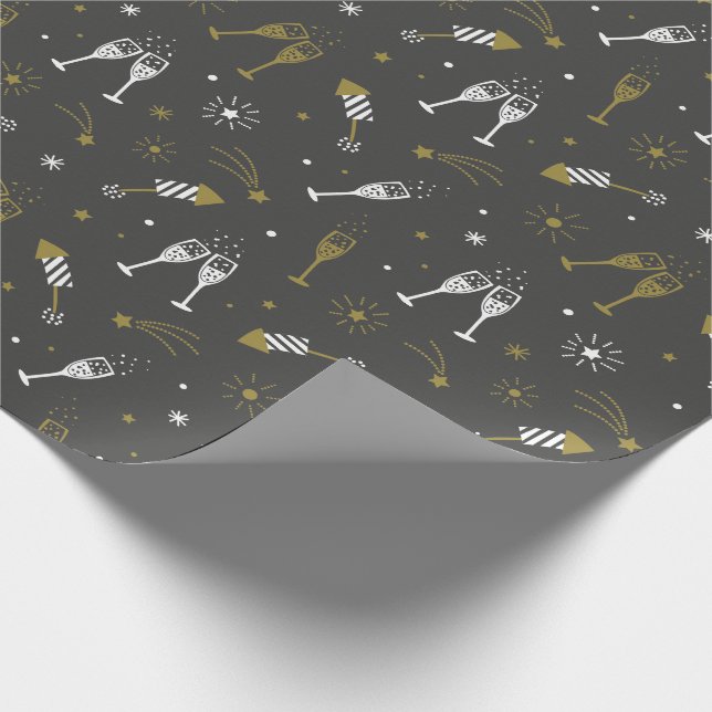 Papel De Regalo Pequeños fuegos artificiales de Año Nuevo y champá (Esquina)