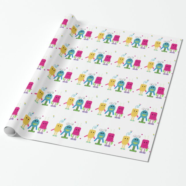 Papel De Regalo Pequeños monstruitos (Desenrollado)