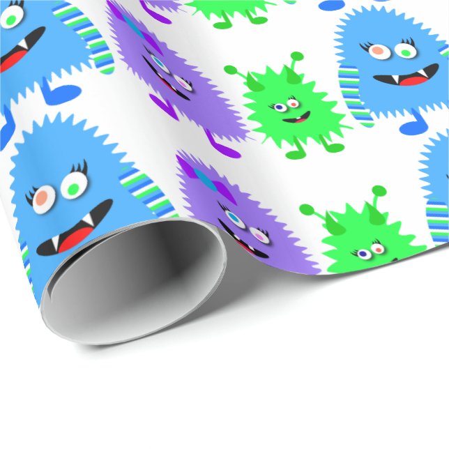 Papel De Regalo Pequeños monstruos (Esquina del rollo)