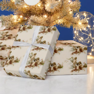 Papel De Regalo Pequeños Navidades victorianos lindos, ángeles de