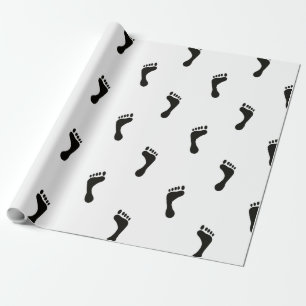 Papel De Regalo Pequeños pies descalzos en blanco y negro