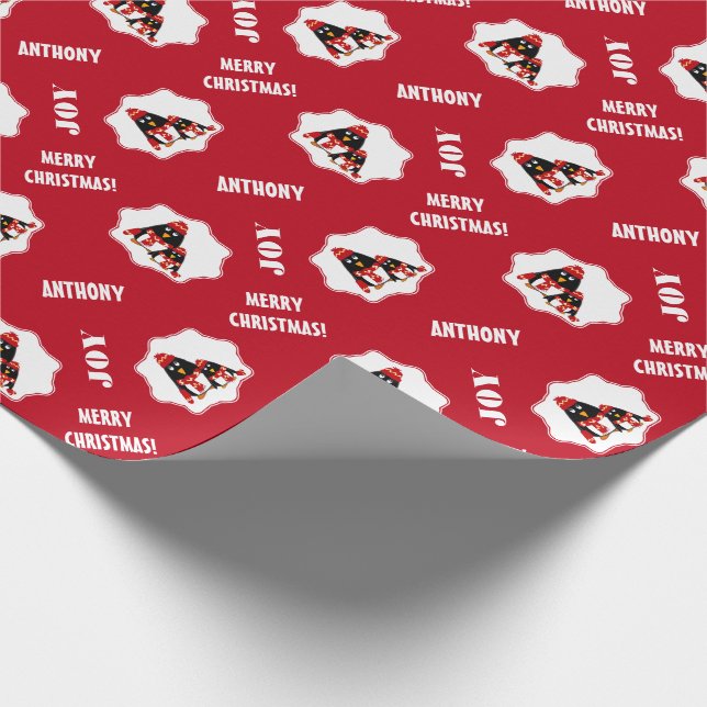 Papel De Regalo Pequeños pingüinos divertidos | Navidades de nombr (Esquina)