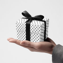Papel De Regalo Pequeños puntos de polca negra