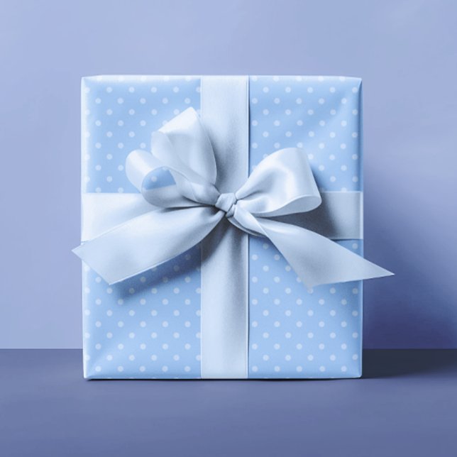 Papel De Regalo Pequeños puntos de Polka azul pálido y azul claro (Pastel and Light Blue Small Polka Dots Wrapping Paper)