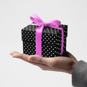 Papel De Regalo Pequeños puntos de polka blanco y negro