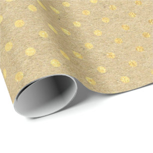 Papel De Regalo Pequeños puntos de polka Kraft Gold Elegant Minima