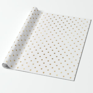 Papel De Regalo Pequeños puntos del Polka blanco dorado clásico