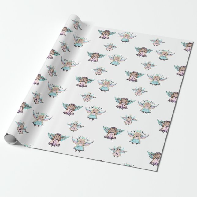 Papel De Regalo Pequeños y lindos ángeles de Renee Lavoie (Desenrollado)