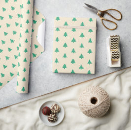 Papel De Regalo Pequeños y modernos árboles verdes de Navidad en b