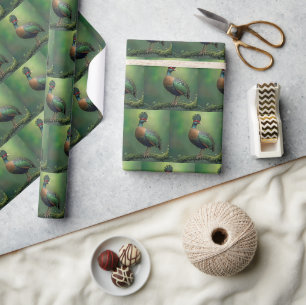 Papel De Regalo Perdiz crestada en una rama