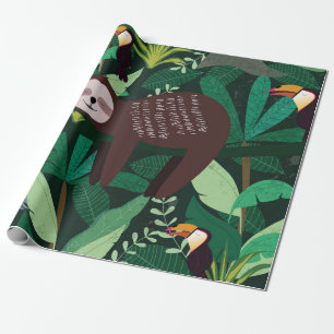 Papel De Regalo Pereza corta en el patrón de ilustracion tropical 