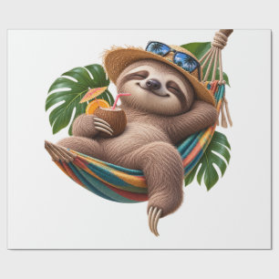 Papel De Regalo Perezoso Adorable Relaxándose en una Hamaca – Vaca