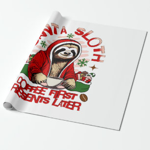 Papel De Regalo Perezoso de Santa bebiendo café