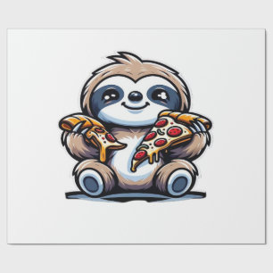 Papel De Regalo Perezoso divertido comiendo pizza, amante de anima