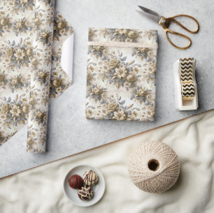 Papel De Regalo Perfección floral amarilla antigüa