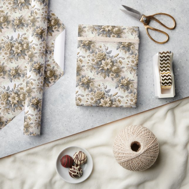 Papel De Regalo Perfección floral amarilla antigüa (Artesanía)