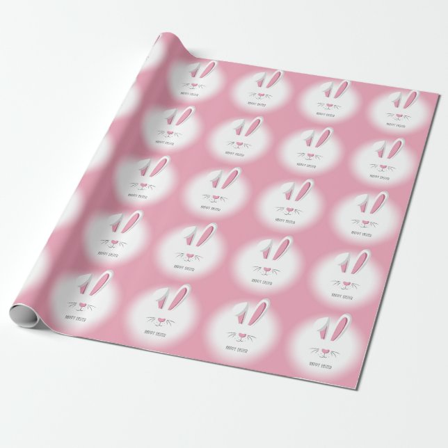 Papel De Regalo Perfect Pink Happy Easter Bunny (Desenrollado)