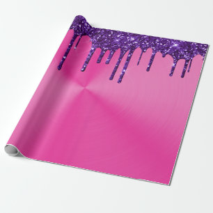 Papel De Regalo Perforaciones modernas de Purpurina púrpura rosad