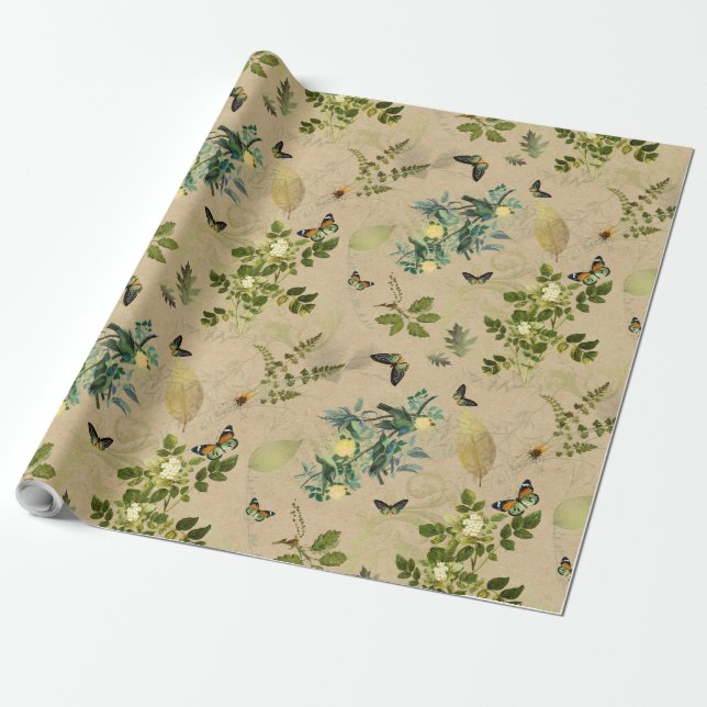 Papel De Regalo Pergamino floral (Desenrollado)