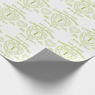 Papel De Regalo Peridot boda aniversario 1 año verde blanco