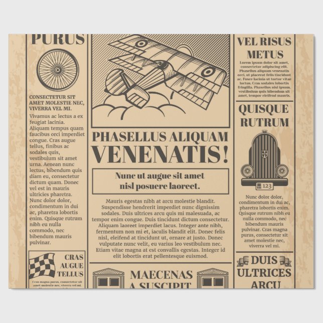 Papel De Regalo periódico antiguo (Superficie plana)
