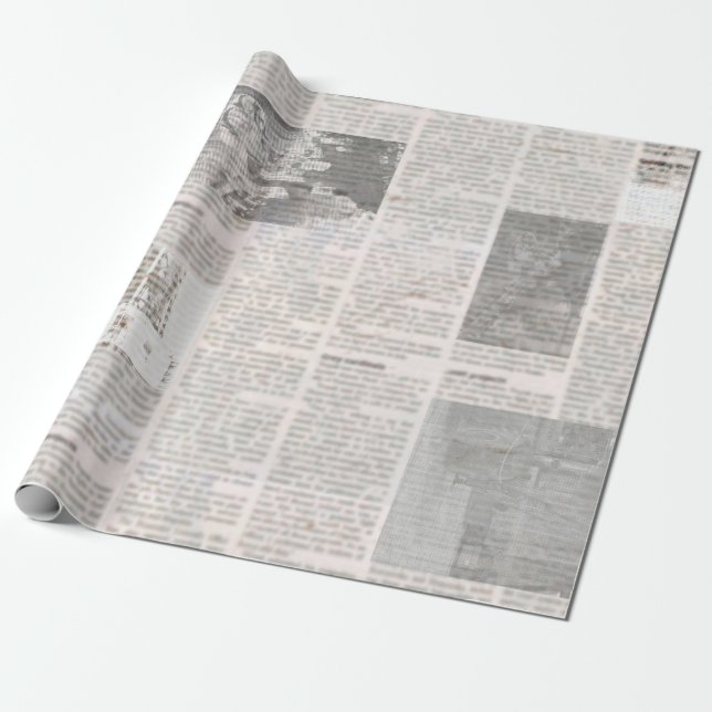 Papel De Regalo Periódico con texto antiguo ilegible. Grunge vinta (Desenrollado)