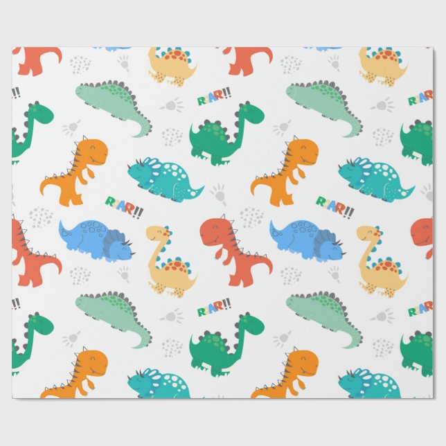 PAPEL DE REGALO PERIÓDICO DE RAPAS: DINOSAURIOS (Superficie plana)